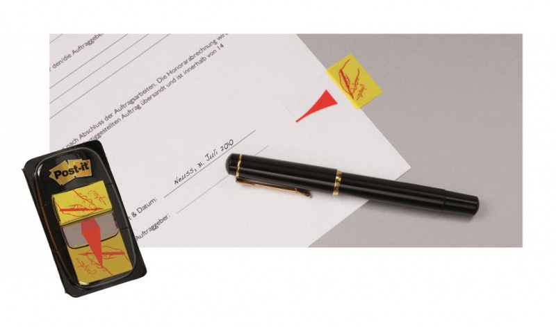 Zakładki indeksujące POST-IT® z nadrukiem „ręka+ołówek” (680-31), PP, 25,4x43,2mm, 50 kart. - zdjęcie (6