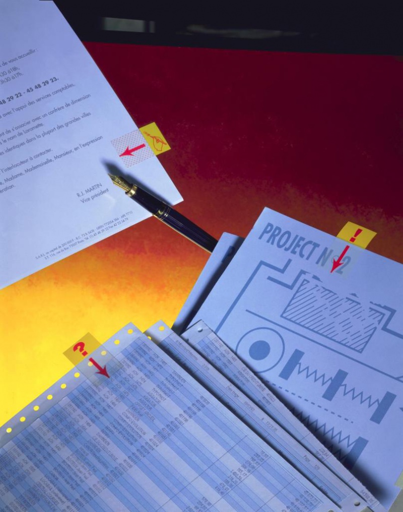 Zakładki indeksujące POST-IT® z nadrukiem „ręka+ołówek” (680-31), PP, 25,4x43,2mm, 50 kart.