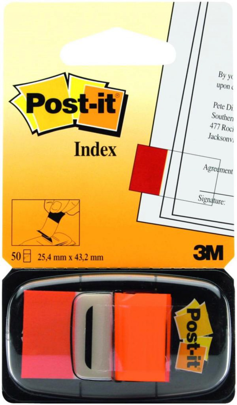 Zakładki indeksujące POST-IT® (680-4), PP, 25,4x43,2mm, 50 kart., pomarańczowe