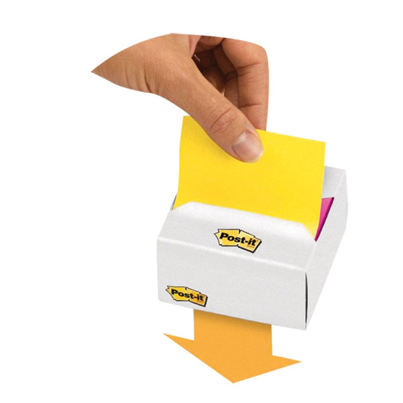 Podajnik ekologiczny kartonowy karteczek POST-IT® Z-notes (B330-1RG), 76x76mm, 200 kart., żółty - zdjęcie (3