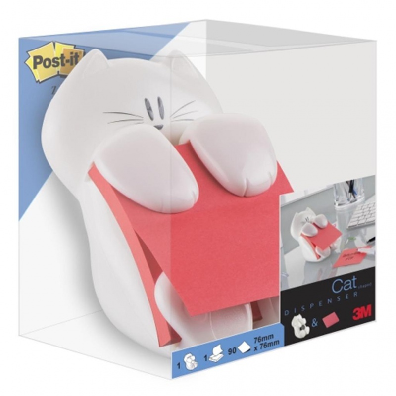 Podajnik do karteczek samoprzylepnych POST-IT® Kotek (CAT-330), biały, w zestawie 1 bloczek Super Sticky Z-Notes - zdjęcie (7