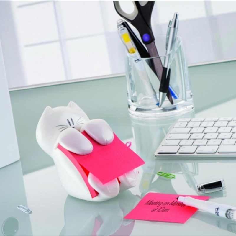 Podajnik do karteczek samoprzylepnych POST-IT® Kotek (CAT-330), biały, w zestawie 1 bloczek Super Sticky Z-Notes - zdjęcie (5