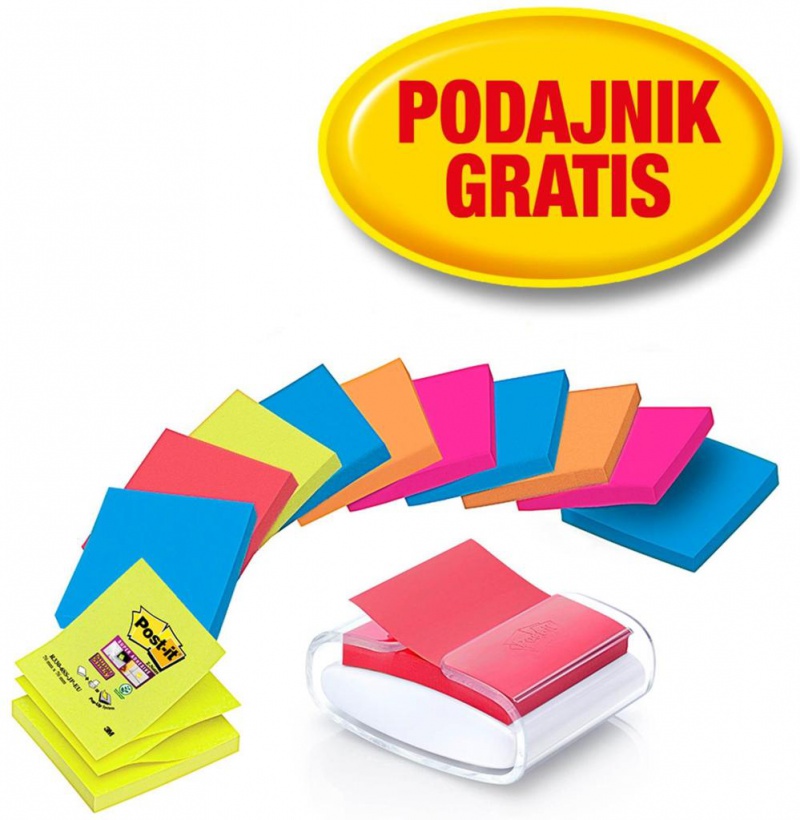 Podajnik do karteczek samoprzylepnych POST-IT® Pro (PRO-W-12SSCOL-R330), biały, w zestawie 12 bloczków Super Sticky Z-Notes - zdjęcie (6