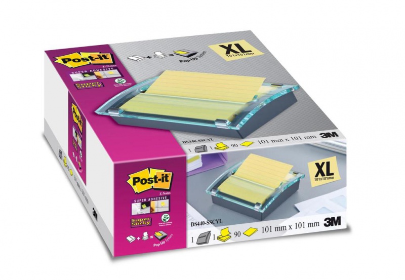 Podajnik do karteczek samoprzylepnych POST-IT® Millenium XL Z-Notes (DS440-SSCYL), czarny, 1 bloczek GRATIS - zdjęcie (5