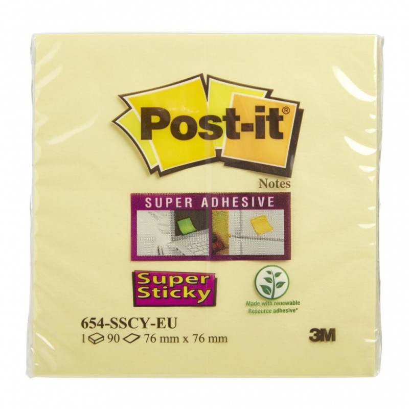Karteczki samoprzylepne POST-IT® Super Sticky (654SSCYP12+12), 76x76mm, 12+12x90 kart., żółte - zdjęcie (6