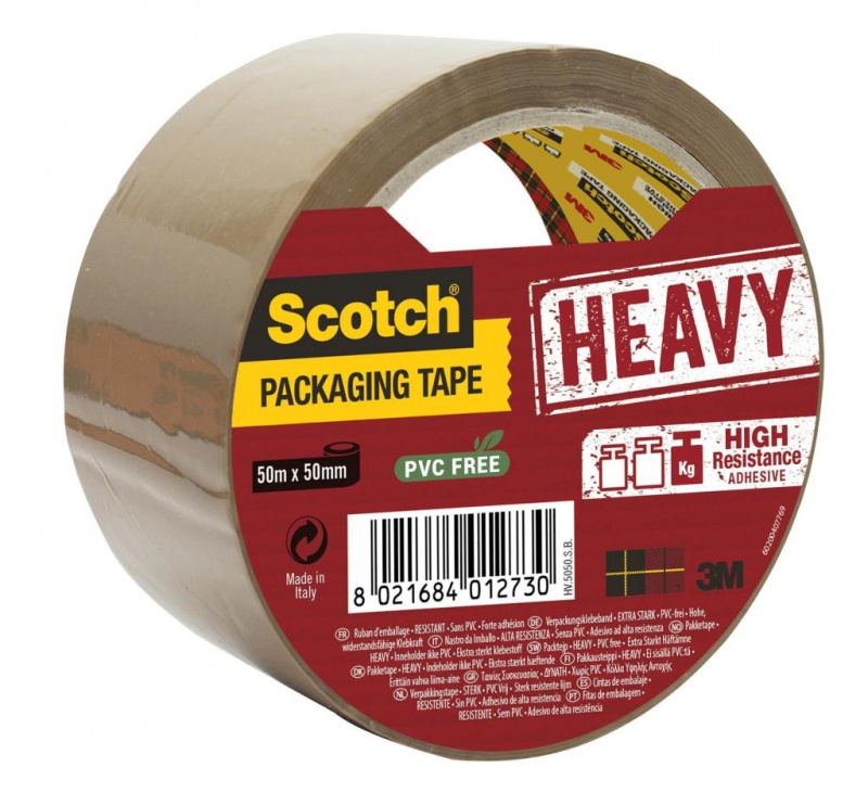 Taśma pakowa do wysyłek SCOTCH® Heavy (HV.5050.S.B), bardzo mocna, 50mm, 50m, brązowy - zdjęcie (9