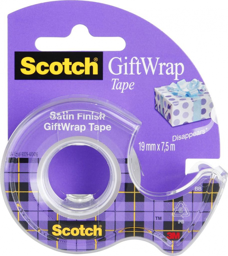 Taśma klejąca SCOTCH® Gift Wrap, do pakowania prezentów, na podajniku, 19mm, 7,5m, transparentna - zdjęcie (8