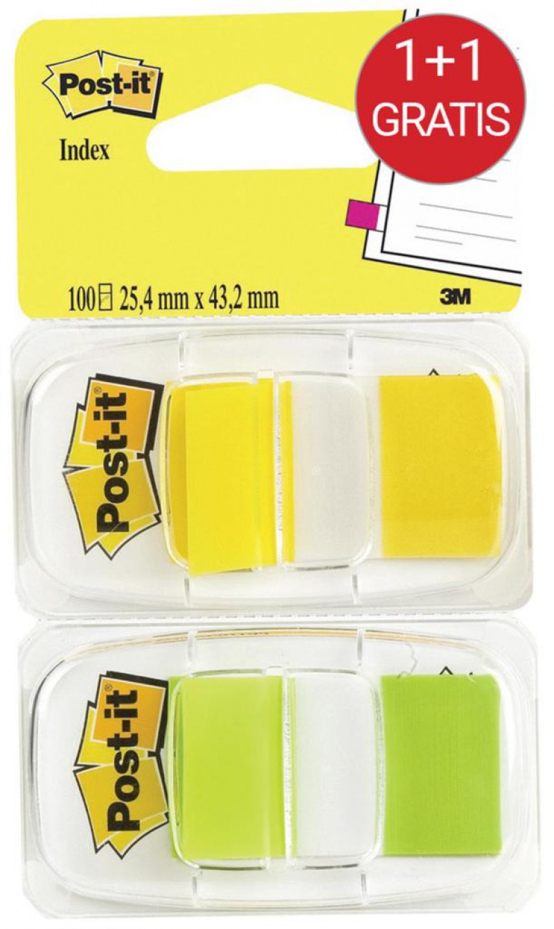 Zestaw zakładek indeksujących Post-it® (6923SP-45PO), pp, 25,4x43,1mm, 2x50 kart., żółty/zielony - zdjęcie (7
