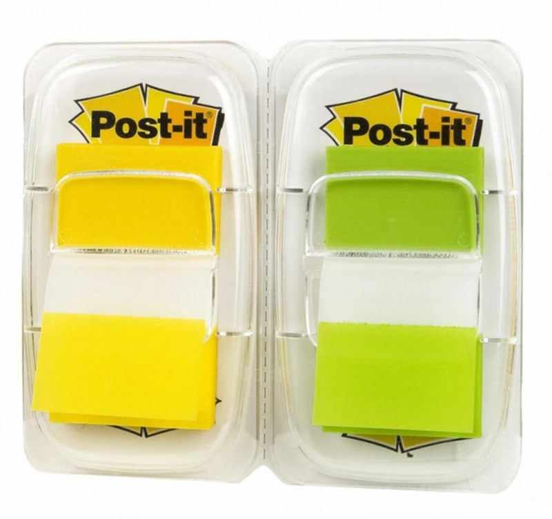 Zestaw zakładek indeksujących Post-it® (6923SP-45PO), pp, 25,4x43,1mm, 2x50 kart., żółty/zielony - zdjęcie (6