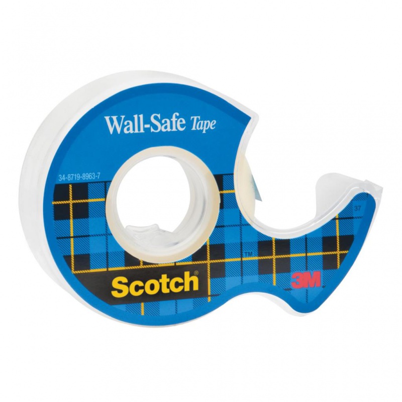 Taśma klejąca SCOTCH® Wall-Safe, bezpieczna dla ścian, na podajniku, 19mm, 16,5m, transparentna - zdjęcie (7