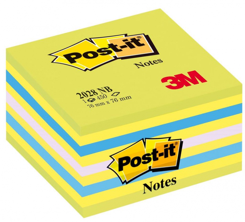 Kostka samoprzylepna POST-IT® (2028-NB), 76x76mm, 1x450 kart., cukierkowa niebiesko-zielona - zdjęcie (6