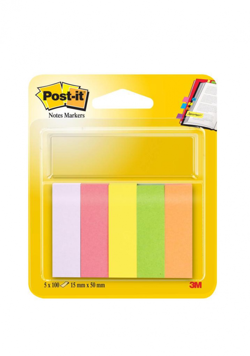 Znaczniki POST-IT® (670/5), papier, 15x50mm, 5x100 kart., mix kolorów neonowy - zdjęcie (9