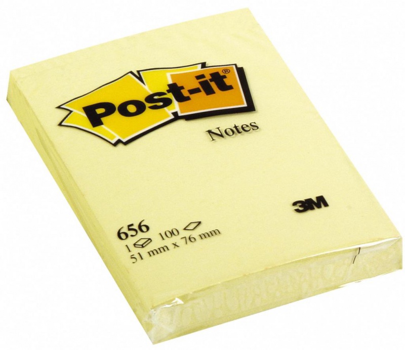 Karteczki samoprzylepne POST-IT® (656), 51x76mm, 1x100 kart., żółte