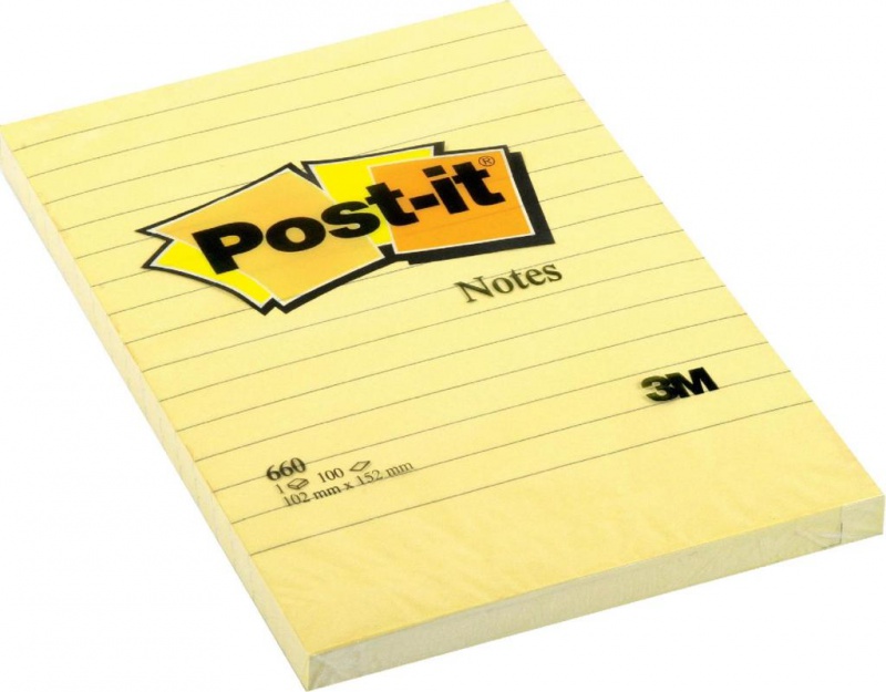 Karteczki samoprzylepne POST-IT® w linię (660), 102x152mm, 1x100 kart., żółte - zdjęcie (5