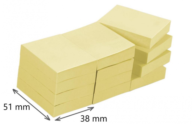 Karteczki samoprzylepne POST-IT® (653), 38x51mm, 3x100 kart., żółte - zdjęcie (6