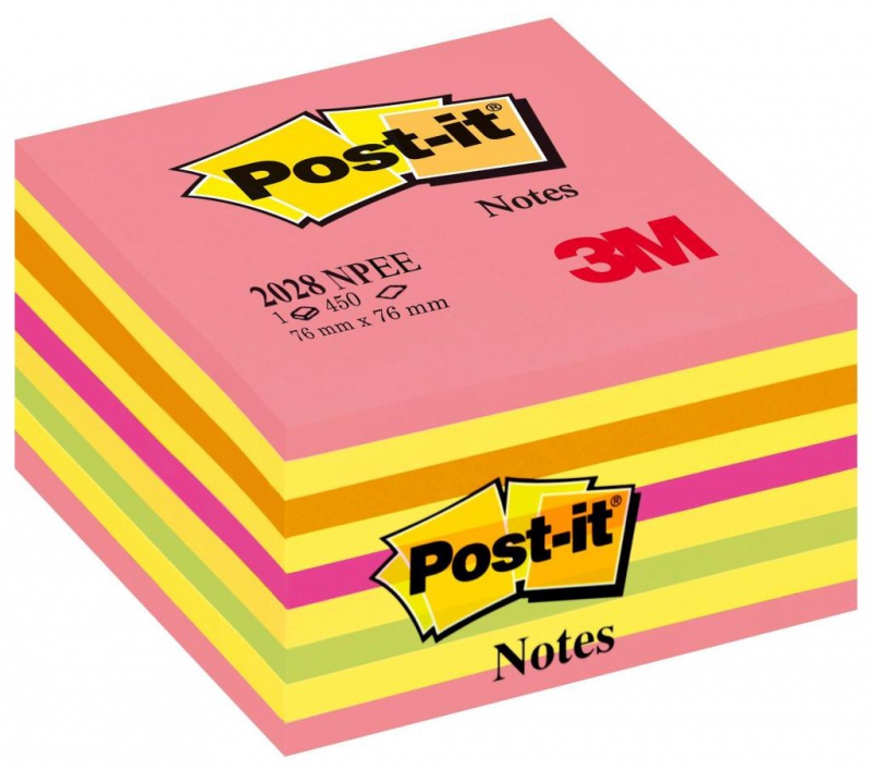 Kostka samoprzylepna POST-IT® (2028-NP), 76x76mm, 1x450 kart., cukierkowa różowa