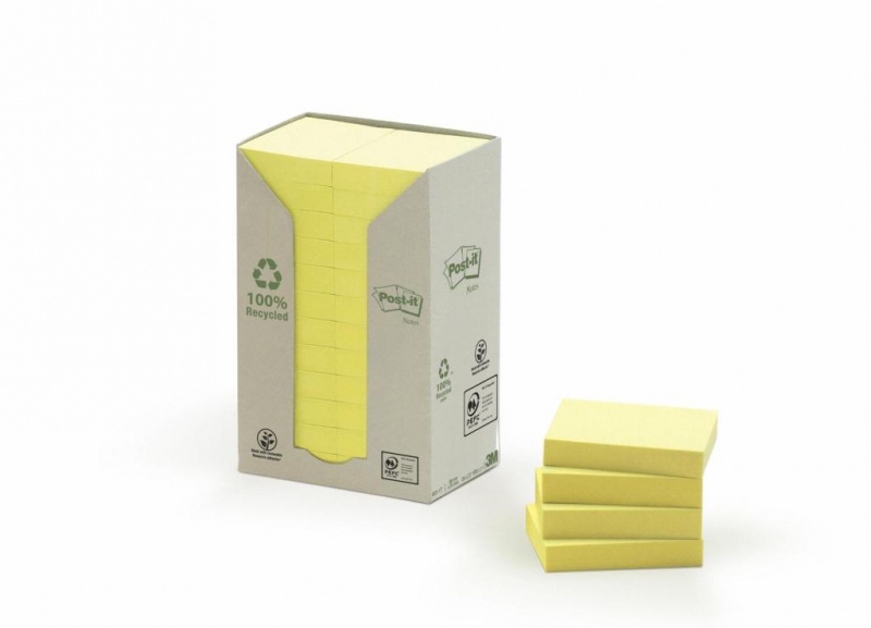Karteczki samoprzylepne ekologiczne POST-IT® (653-1T), 38x51mm, 24x100 kart., żółte - zdjęcie (9