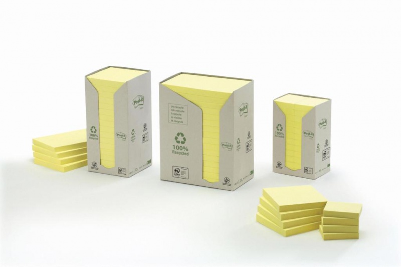 Karteczki samoprzylepne ekologiczne POST-IT® (653-1T), 38x51mm, 24x100 kart., żółte - zdjęcie (4