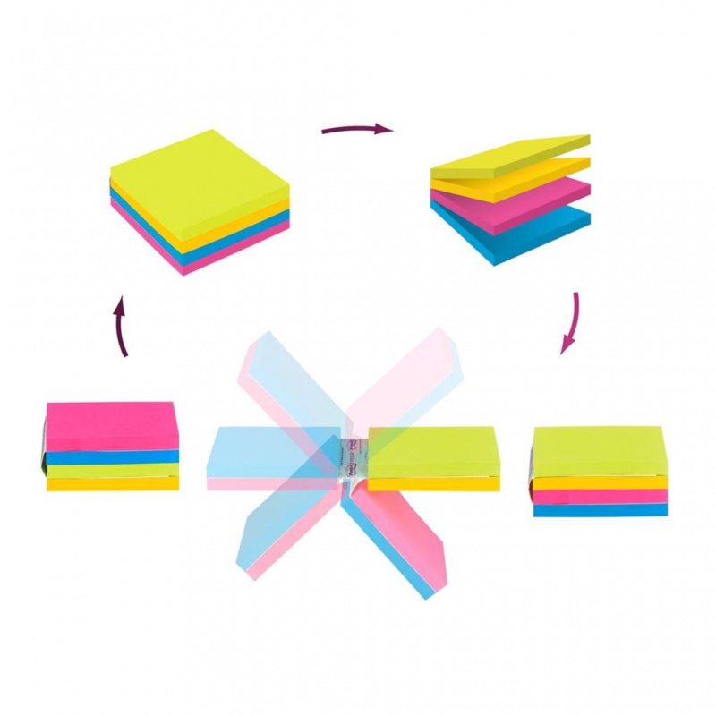 Multi kostka samoprzylepna POST-IT® Super Sticky (2014-SC-BYFG),76x76mm, 4x75 kart., mix kolorów - zdjęcie (6