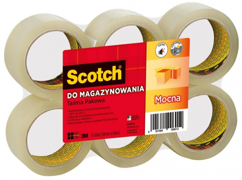 Taśma pakowa do magazynowania SCOTCH® (309 TSP), mocna, 50mm, 66m, transparentna - zdjęcie (9