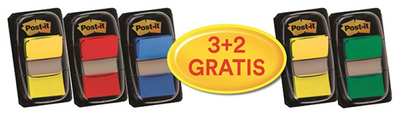 Zakładki indeksujące Post-it® (680-P5), zestaw promocyjny, 25,4x43,2mm, 3x50 + 2x50 GRATIS, mix kolorów - zdjęcie (9
