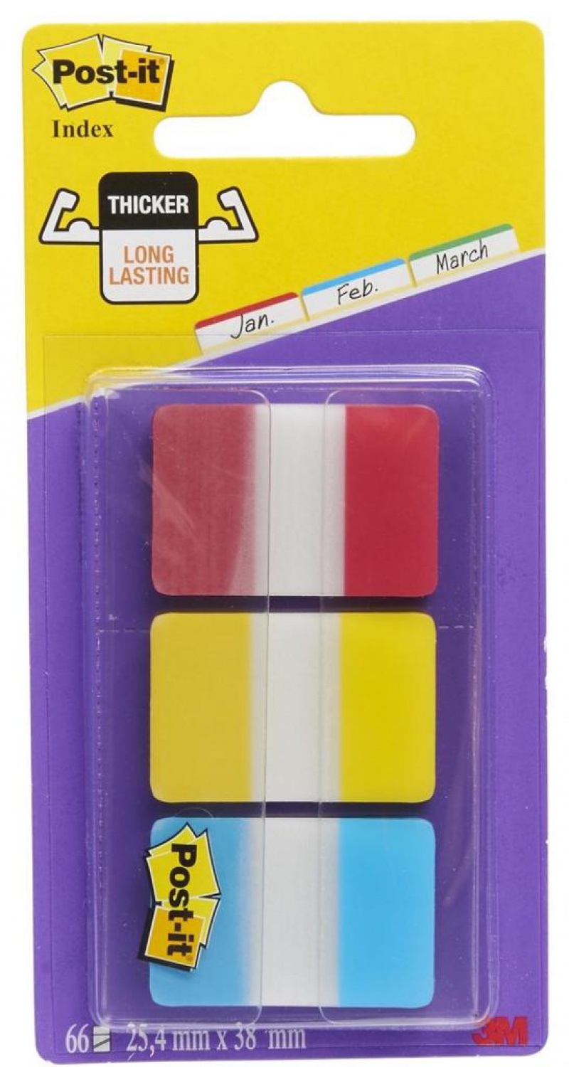 Zakładki indeksujące POST-IT® do archiwizacji (686-RYB), PP, silne, 38x25mm, 3x22 kart., mix kolorów