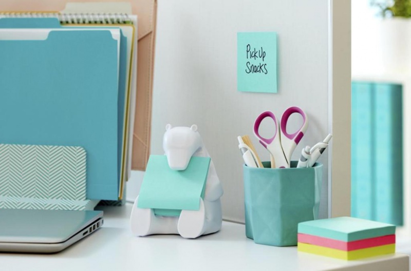Podajnik do karteczek samoprzylepnych POST-IT® Miś (Bear-330), biały, w zestawie 1 bloczek Super Sticky Z-Notes - zdjęcie (5