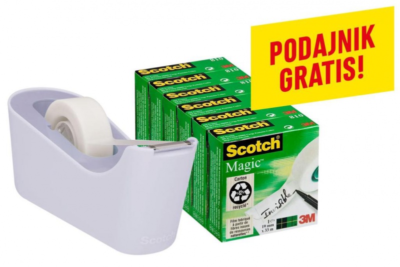 Taśma biurowa SCOTCH® Magic™(C18-6L), matowa, 19mm, 33m, 6szt., podajnik C-18 GRATIS - zdjęcie (7