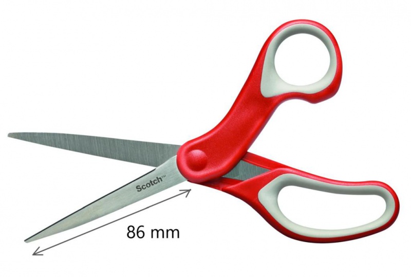 Nożyczki biurowe SCOTCH® (1428), ergonomiczne, 20,5cm, czerwono-szare - zdjęcie (6
