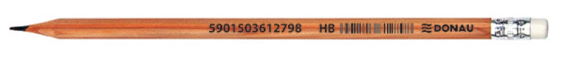 Ołówek drewniany z gumką DONAU, HB, naturalny - zdjęcie (2
