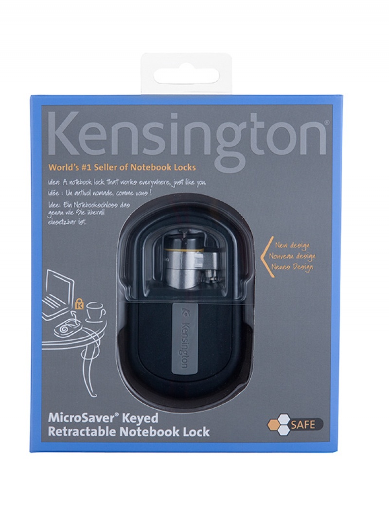 Blokada do laptopów KENSINGTON MicroSaver®, z kluczem, chowana, czarny - zdjęcie (2