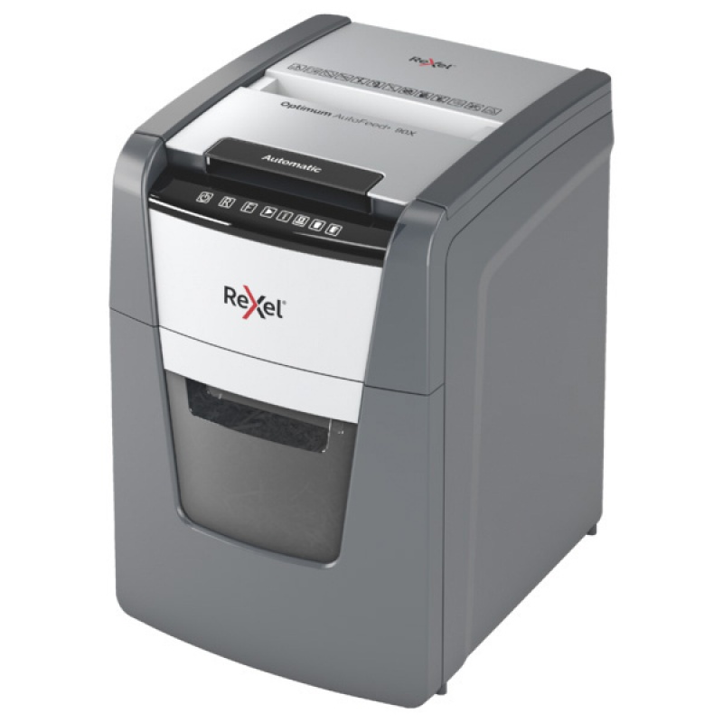 Niszczarka automatyczna REXEL OPTIMUM AUTOFEED+ 90X, P-4, 90 kart., 34l, czarna - zdjęcie (4