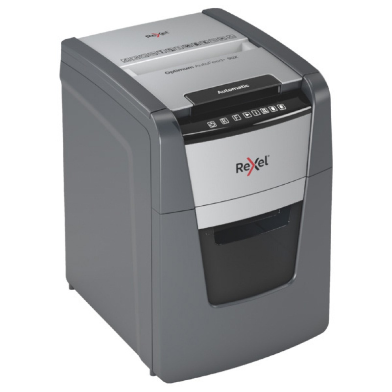 Niszczarka automatyczna REXEL OPTIMUM AUTOFEED+ 90X, P-4, 90 kart., 34l, czarna - zdjęcie (3