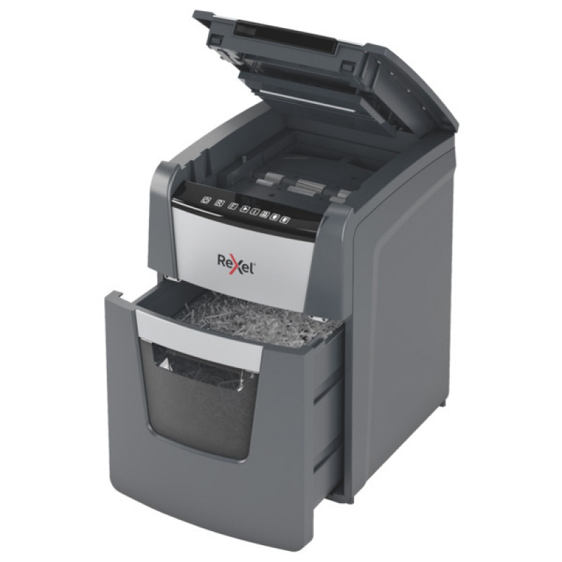 Niszczarka automatyczna REXEL OPTIMUM AUTOFEED+ 90X, P-4, 90 kart., 34l, czarna - zdjęcie (2