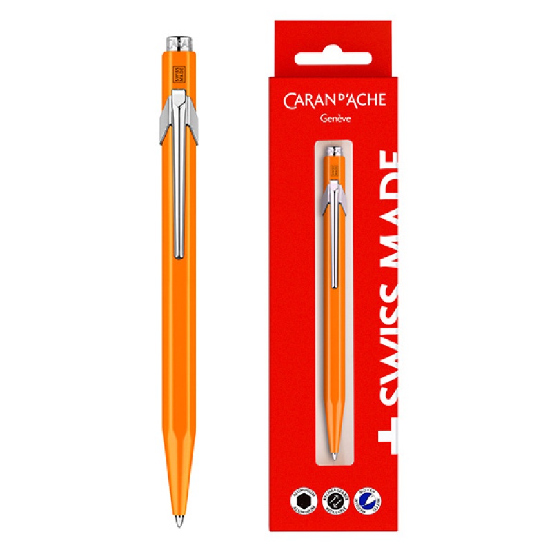 Długopis CARAN D’ACHE 849 Gift Box Fluo Line Orange, pomarańczowy - zdjęcie (2