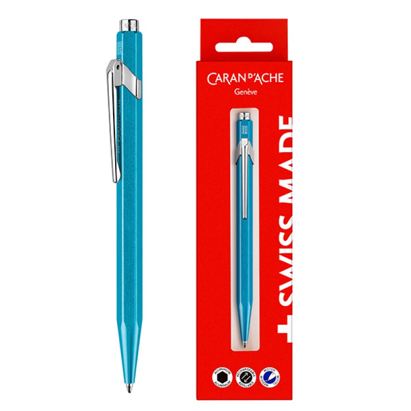Długopis CARAN D’ACHE 849 Gift Box Metal-X Line Turquoise, turkusowy