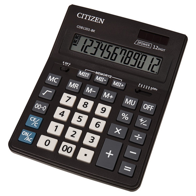 Kalkulator biurowy CITIZEN CDB1201-BK Business Line, 12-cyfrowy, 205x155mm, czarny - zdjęcie (2
