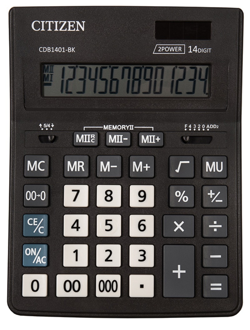 Kalkulator biurowy CITIZEN CDB1401-BK Business Line, 14-cyfrowy, 205x155mm, czarny - zdjęcie (3