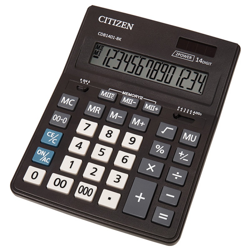 Kalkulator biurowy CITIZEN CDB1401-BK Business Line, 14-cyfrowy, 205x155mm, czarny - zdjęcie (2