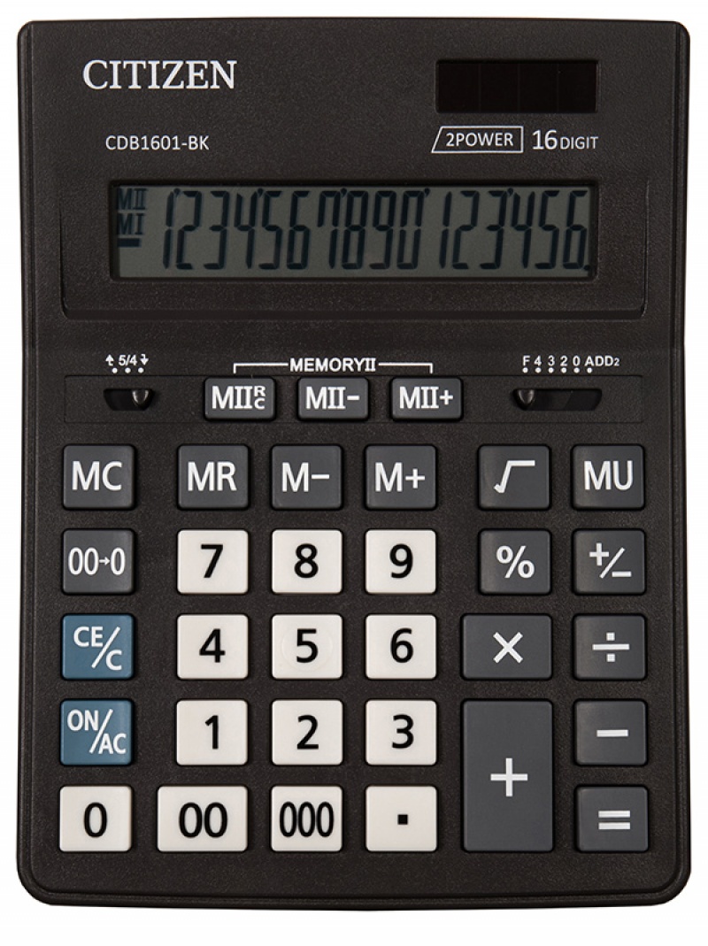 Kalkulator biurowy CITIZEN CDB1601-BK Business Line, 16-cyfrowy, 205x155mm, czarny - zdjęcie (3