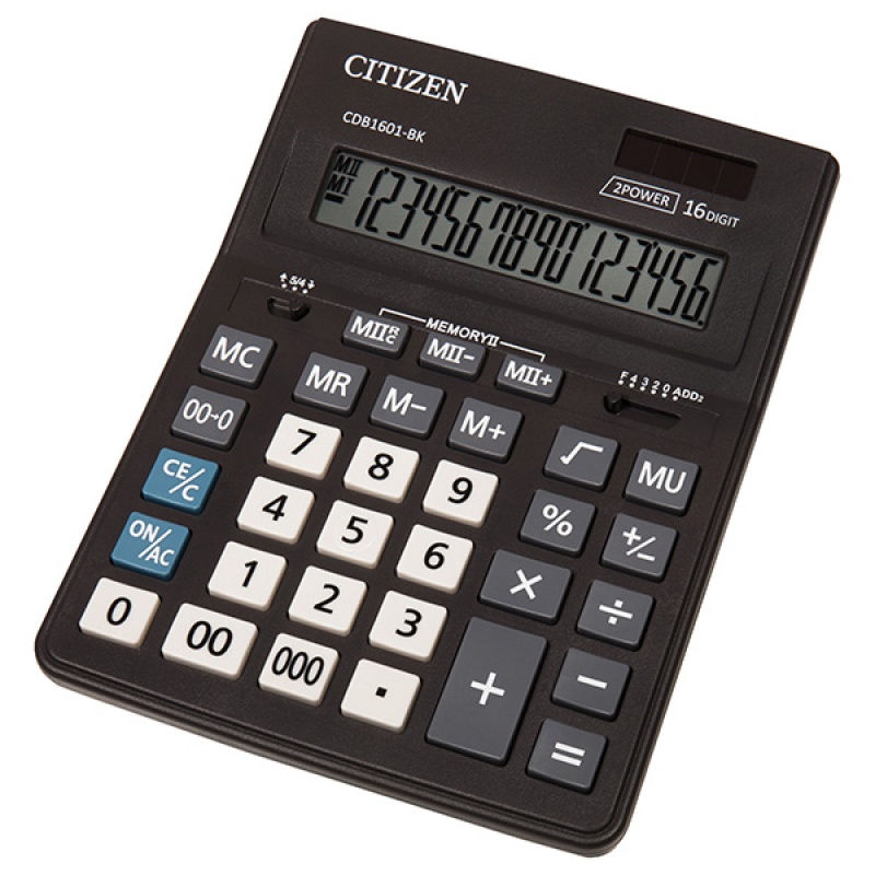 Kalkulator biurowy CITIZEN CDB1601-BK Business Line, 16-cyfrowy, 205x155mm, czarny - zdjęcie (2
