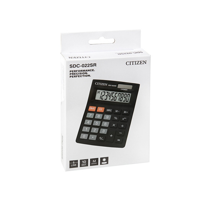 Kalkulator biurowy CITIZEN SDC-022SR, 10-cyfrowy, 127x88mm, czarny - zdjęcie (3