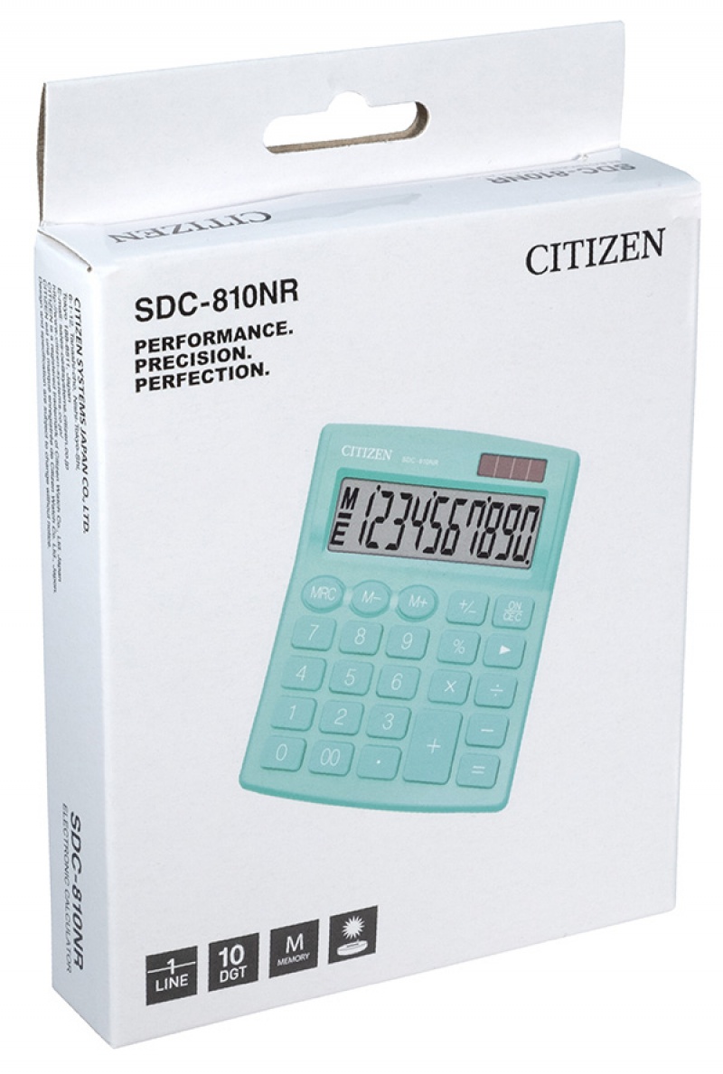 Kalkulator biurowy CITIZEN SDC-810NRGRE, 10-cyfrowy, 127x105mm, zielony - zdjęcie (2