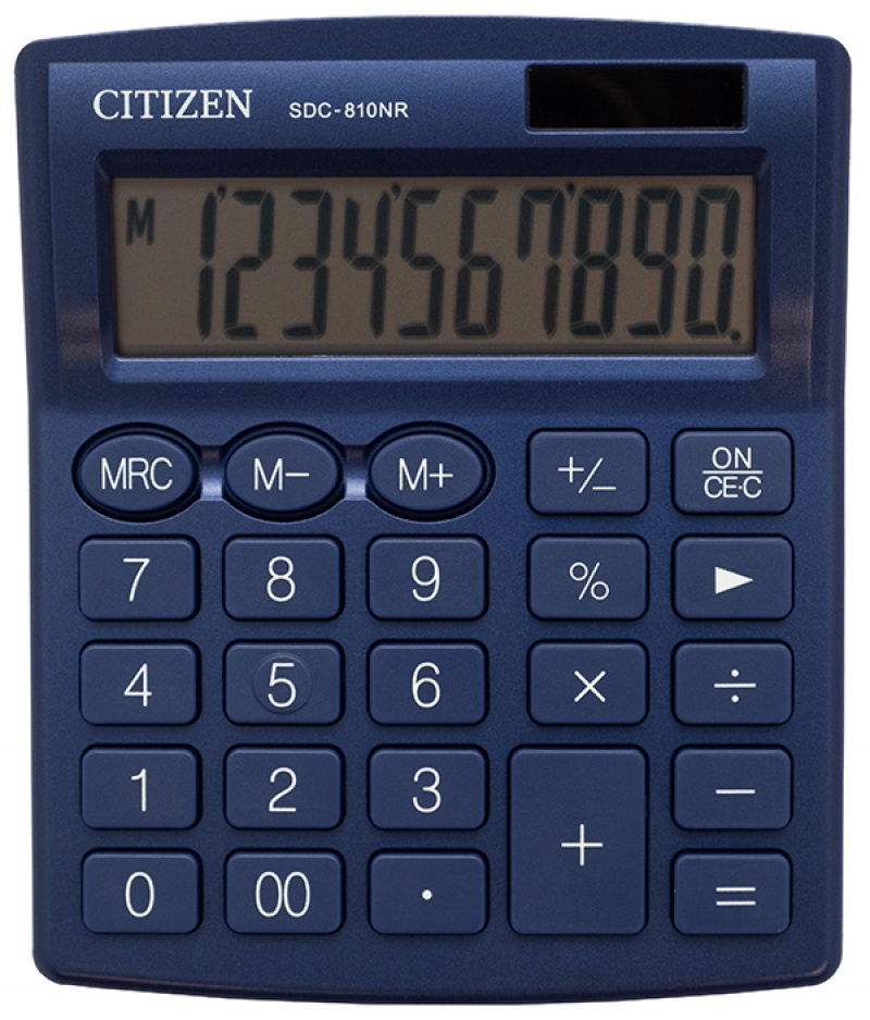 Kalkulator biurowy CITIZEN SDC-810NRNVE, 10-cyfrowy, 127x105mm, granatowy - zdjęcie (4