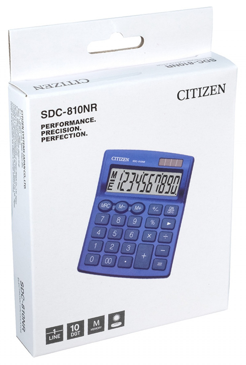 Kalkulator biurowy CITIZEN SDC-810NRNVE, 10-cyfrowy, 127x105mm, granatowy - zdjęcie (2