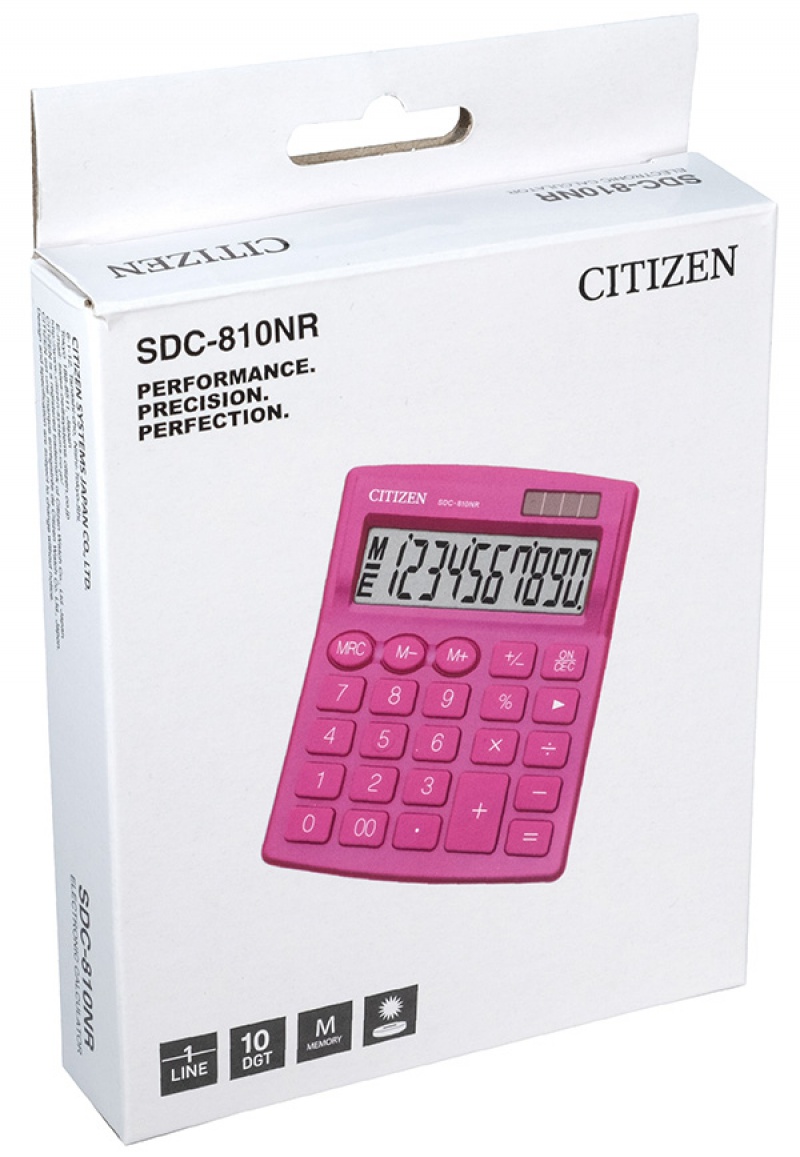 Kalkulator biurowy CITIZEN SDC-810NRPKE, 10-cyfrowy, 127x105mm, różowy