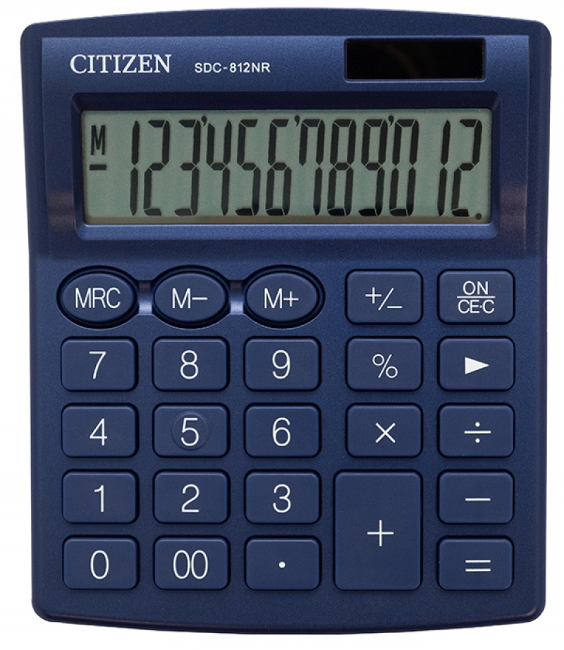 Kalkulator biurowy CITIZEN SDC-812NRNVE, 12-cyfrowy, 127x105mm, granatowy - zdjęcie (4