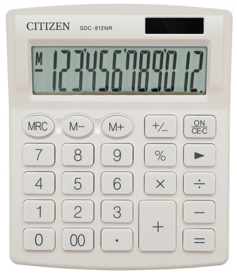Kalkulator biurowy CITIZEN SDC-812NRWHE, 12-cyfrowy, 127x105mm, biały