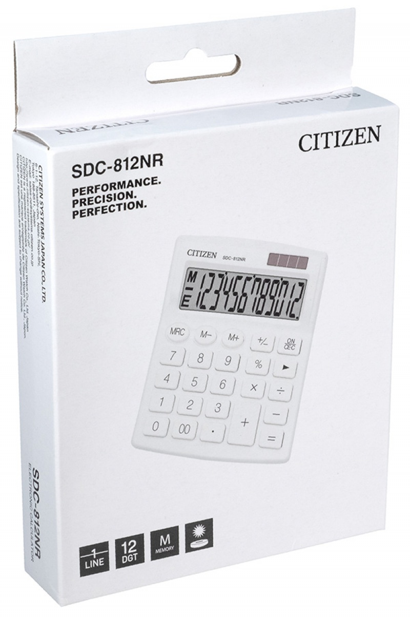 Kalkulator biurowy CITIZEN SDC-812NRWHE, 12-cyfrowy, 127x105mm, biały - zdjęcie (2