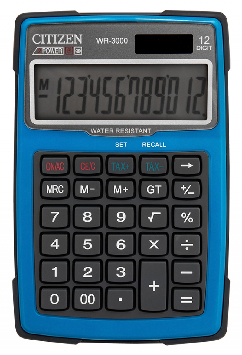 Kalkulator wodoodporny CITIZEN WR-3000, 152x105mm, niebieski - zdjęcie (4